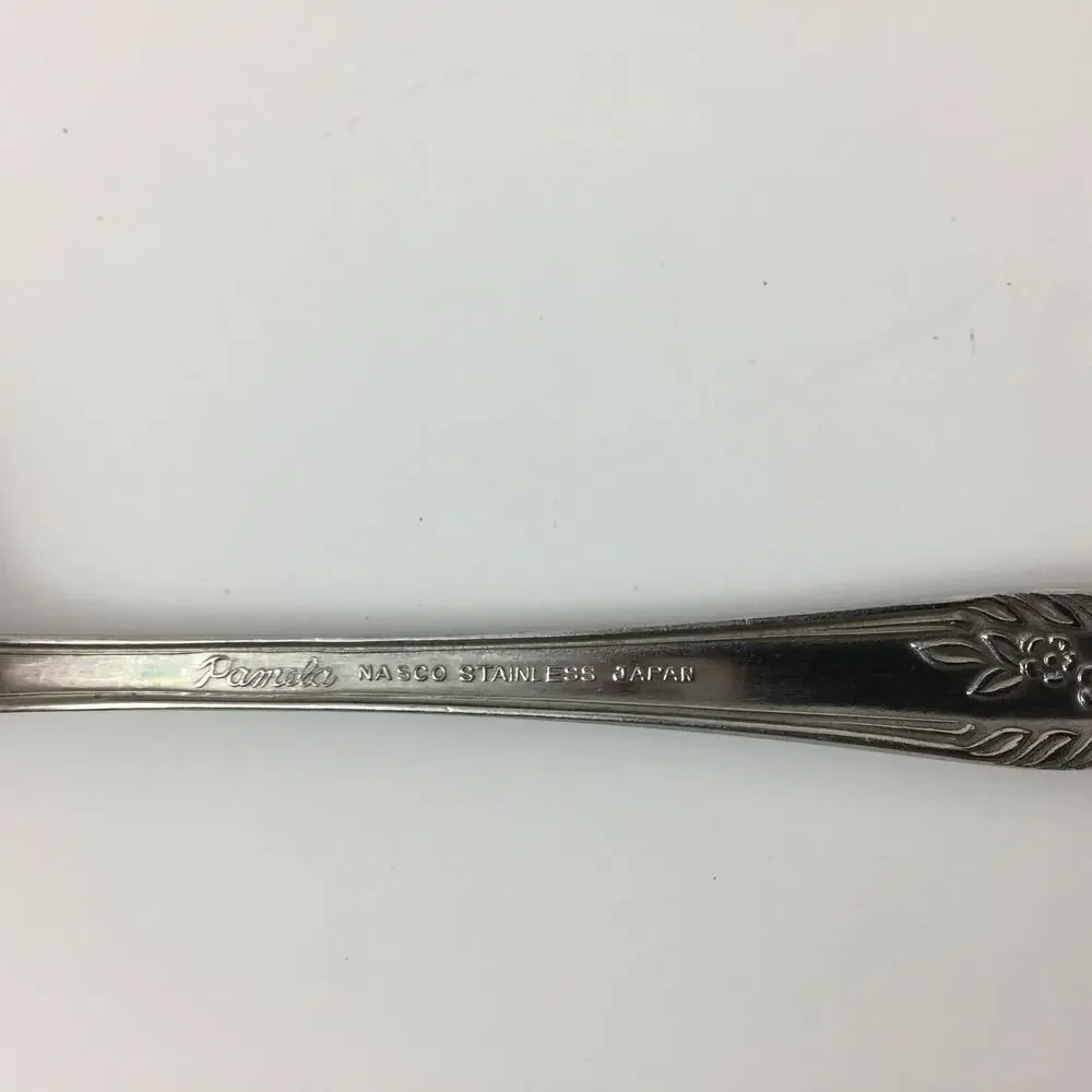 Vintage Nasco Pamela Pattern Stainless Flatware Japan Knife Spoon 17pcs